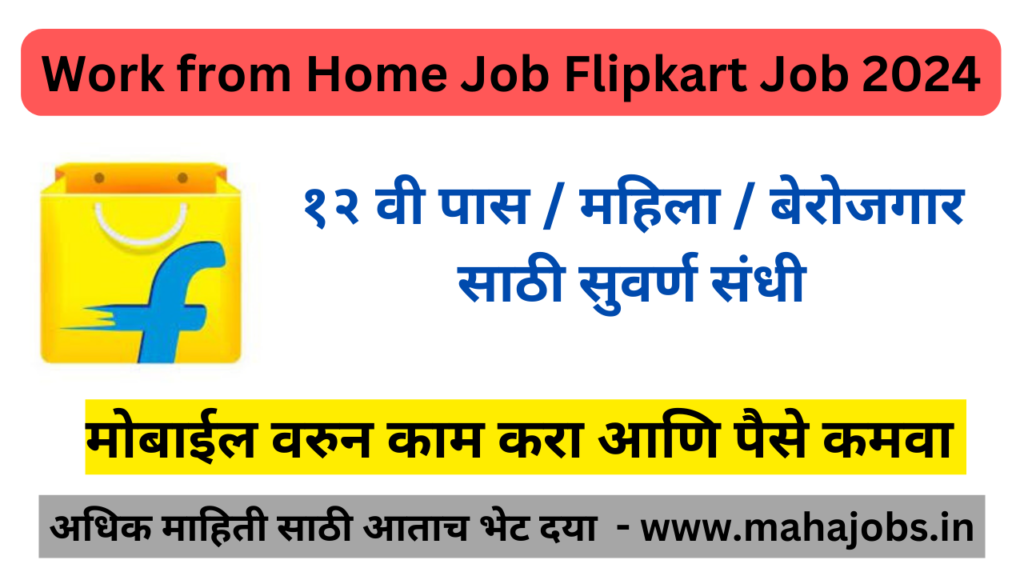 Best Work from Home Job Flipkart Job 2025 फ्लिपकार्ट कंपनीत १२ वी पास